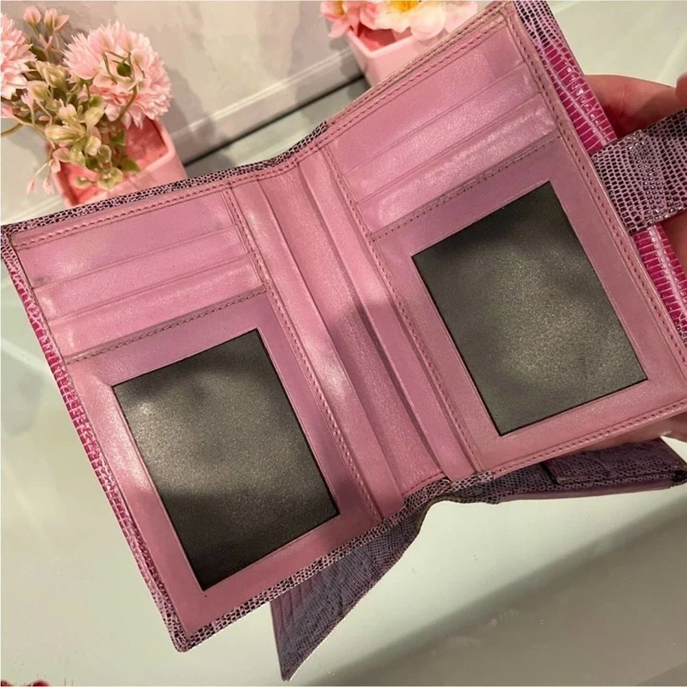 Salvatore Ferragamo Pink Lizard Skin Wallet
